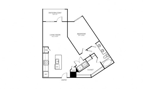 A5 Floor Plan at Addison Medical Center Apartments, San Antonio, 78229